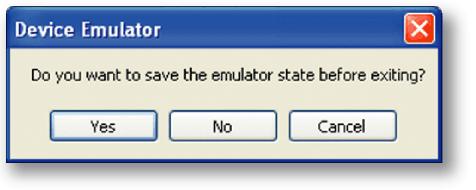 Closing the Emulator When you are finished with the application, close the emulator by clicking the Close button (X) in the upper-right