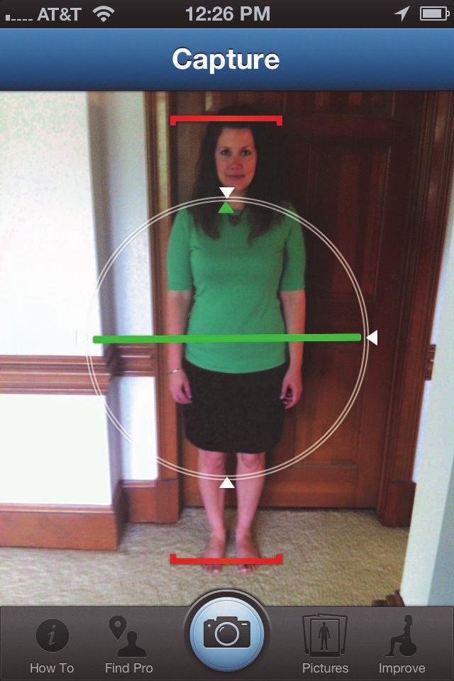 When the horizontal line turns green, click to capture your posture picture.