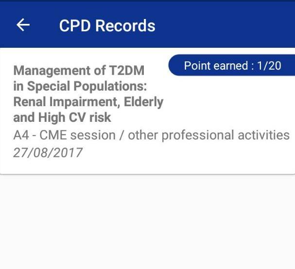 Profile Page - CPD Records Note: CPD points starting from 1 st July 2017 onwards.