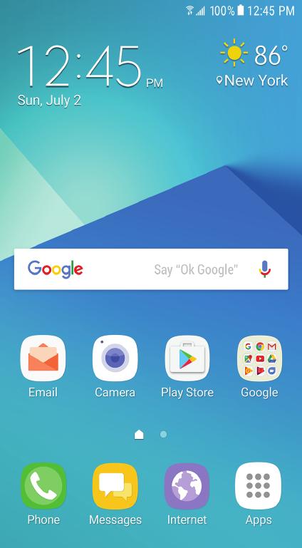 Home Screen Status bar App shortcuts Home screen indicator Devices and software are