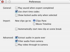 Importing Preferences Automatic scene detection Splits clips