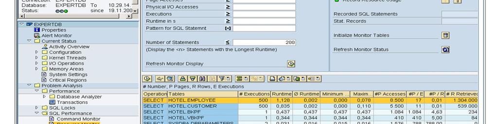 The runtime data is aggregated for all executions of the same SQL statement.