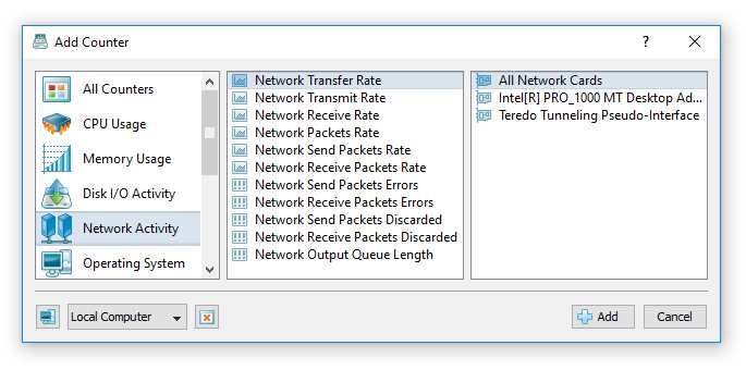 In addition to the dedicated network monitor module, the user can use the customizable 'System Monitor' module to configure user-custom network monitoring profiles.