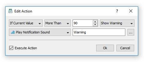 In order to play a notification sound, set the action type to 'Play Notification Sound' and select an appropriate sound file to play.