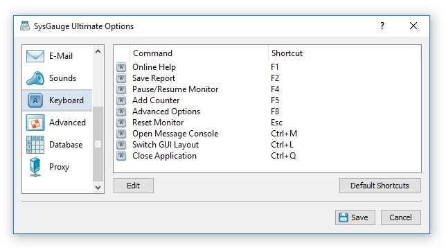 Save Report - this keyboard shortcut saves a system monitoring report. Pause/Resume Monitor - this keyboard shortcut pauses or resumes the system monitor.