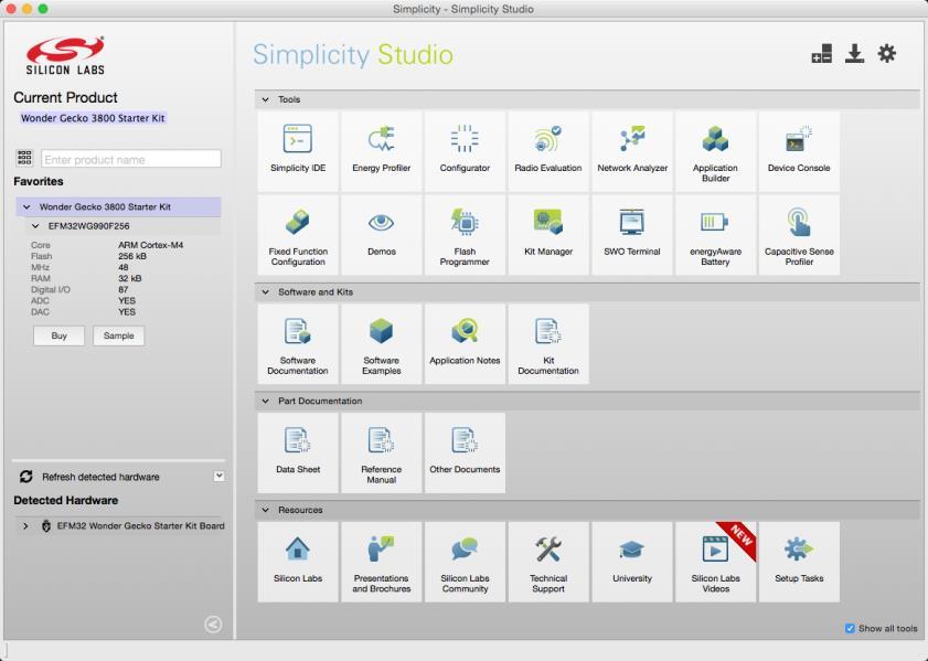 Simplicity Studio Plug and play demos Example software projects