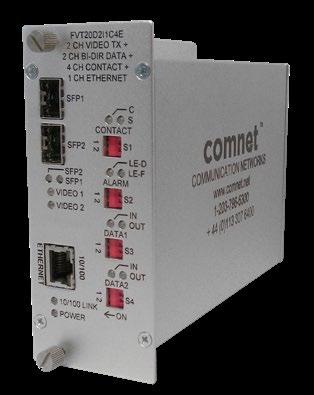 2-CHANNEL 10-BIT DIGITALLY ENCODED VIDEO + 2 BI-DIRECTIONAL DATA + AIPHONE INTERCOM + 4 CONTACT CLOSURE + 100MB ETHERNET + REDUNDANT POINT-TO-POINT DUAL SFP OPTICAL PORTS The series utilize 10-bit