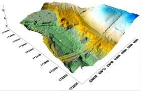 Digitizing of topographic features in Cyclone II Topo (blue clour).