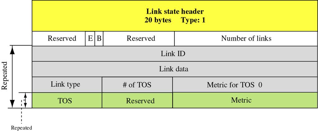 OSPF: Router Link LSA o Link ID (link address) o Link data/link