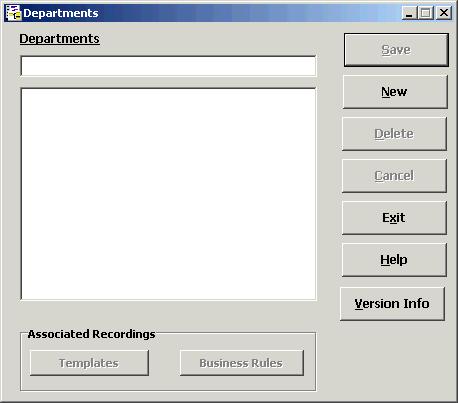 Nortel Quality Monitoring Client Installation Standard 4.02 1 Select the Departments icon from the Applications toolbar. The Departments dialog box is displayed. 2 Select New.
