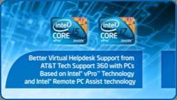 AT&T* Tech Support 360 with Intel vpro Technology Small Businesses call for help from failed PC* 28 Enhanced Remote PC technology support to small and midsize businesses View this