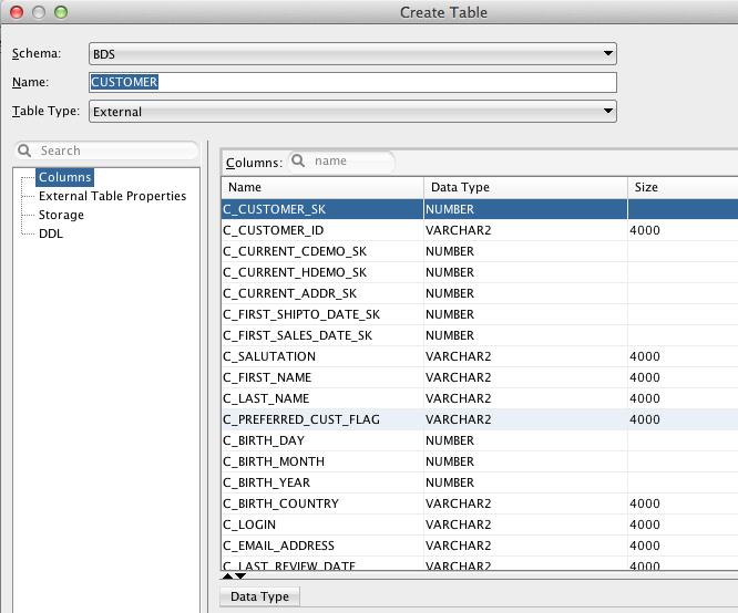 Use in Oracle Big Data SQL Review generated columns.