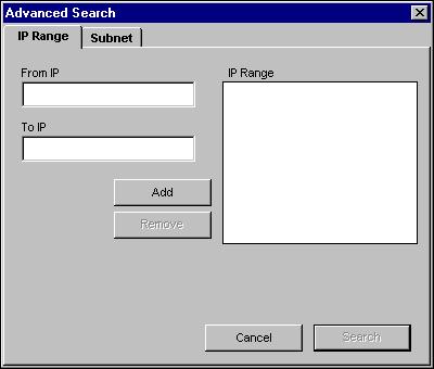 5 To search by a range of IP addresses, enter the information in the From IP and To IP fields, click Add, and then click Search.