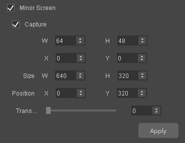 The size and position of the minor screen are editable.