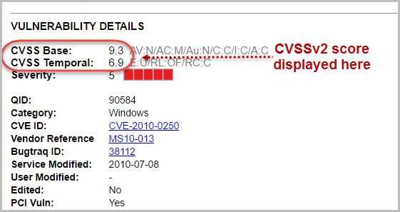 The CVSS version option is available in Scan, PCI Scan, and Patch templates. Reports generated from these templates will display CVSS scores as per the selected option.