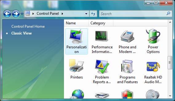 Windows XP Go to Control Panel