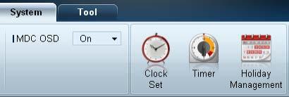 Time Clock Set Change the current time on the selected display device according to the time set on a PC. If the time is not set on the display device, null values will be displayed.