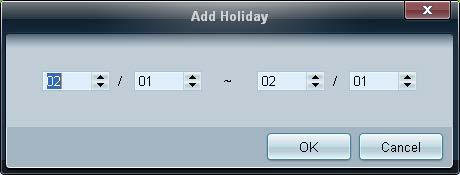 date. The Holiday Management function can be enabled or disabled in the