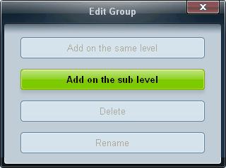 Add on the sub level: Create a sub-group under the selected