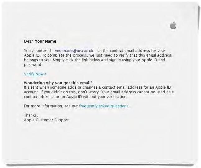 Finishing up Verifying your email address for your AppleID.
