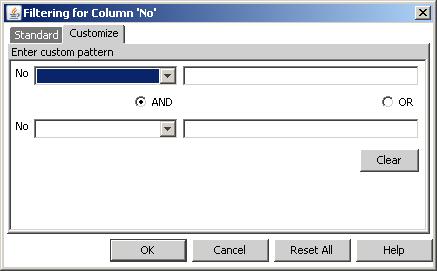 3.7 Filter Dialog box 3.7.3 Customize (Filter Dialog Box) - integer values You can enter a specific number range on the Customize tab.