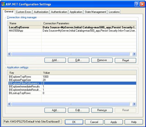 Configuring Business Insights Dashboard Procedure Follow these steps to modify the Filter on Numerics setting in Windows XP and Windows 2003 Server: 1 In the ASP.