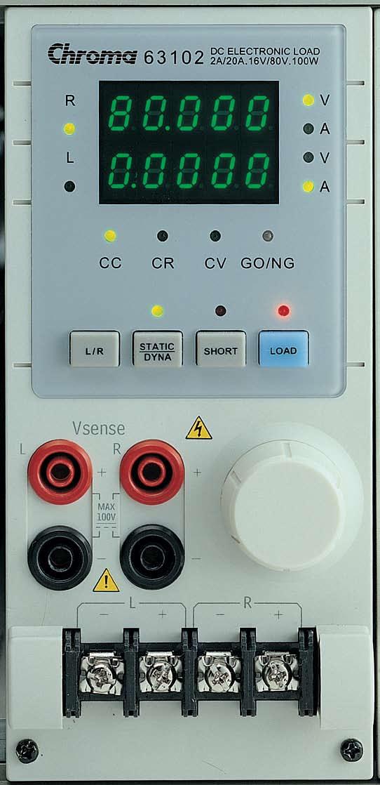 measure the UUT's output voltage using remote sense 6 Rotary knob : To adjust load setting continuously 7 Load terminal 8 LCD display 9 LED indicator : To display the channel at which load is set 10