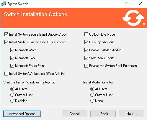 This option will only be available if Microsoft Outlook is detected during the installation.