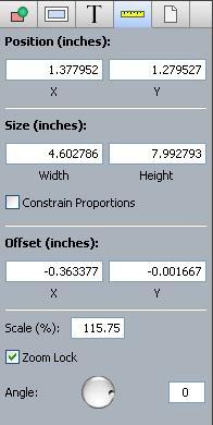 D) Measurements Tab The Measurements Tab on the Editor Sidebar allows you to adjust the position and size of an item.