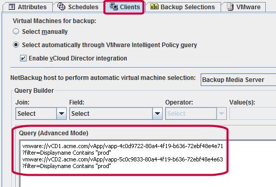 Use NetBackup for vcloud Director Reducing the time required for VM discovery in a large vcloud environment 221 5 For two or more search rules, you must enable multiple organizations for the policy.