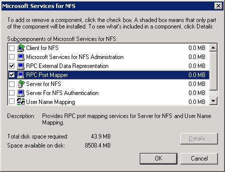 Configuring services for NFS on Windows About configuring Services for Network File System (NFS) on the Windows 2003 R2 SP2 NetBackup media server and NetBackup clients (NetBackup for VMware) 323
