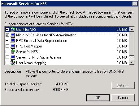 Configuring services for NFS on Windows Configuring a UNIX media server and Windows backup or restore host for Granular Recovery Technology (NetBackup for VMware) 326 6 Click OK. 7 Click OK.