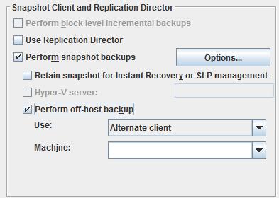 Backup of VMware raw devices (RDM) Configuring alternate client backup of RDMs 334 To create an alternate client policy for a disk array that is configured as an RDM 1 Select a policy type that is