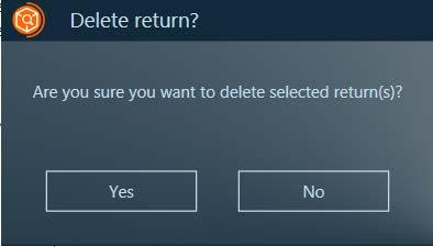 4.3 Deleting returns Once a return is loaded, the delete buttons become enabled. One or many returns can be deleted at a time.