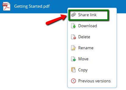 -You can share a single file in the Dropbox by sending links to the files. -Right click on the file you want to share then click on Share link.