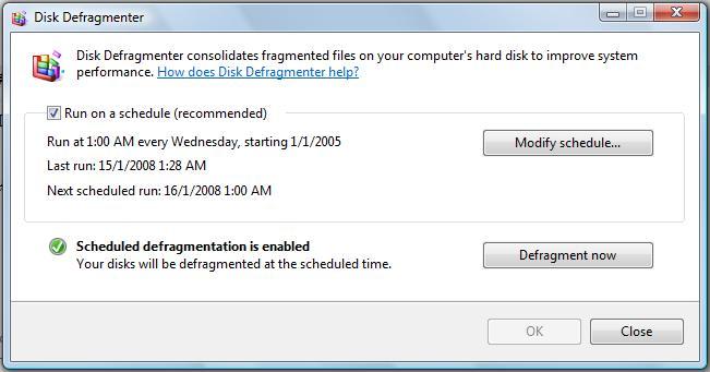 Automatic Defragmentation Indexing of files to