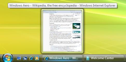 Live Thumbnails are part of the Windows Aero experience in Windows Vista Live thumbnails are small