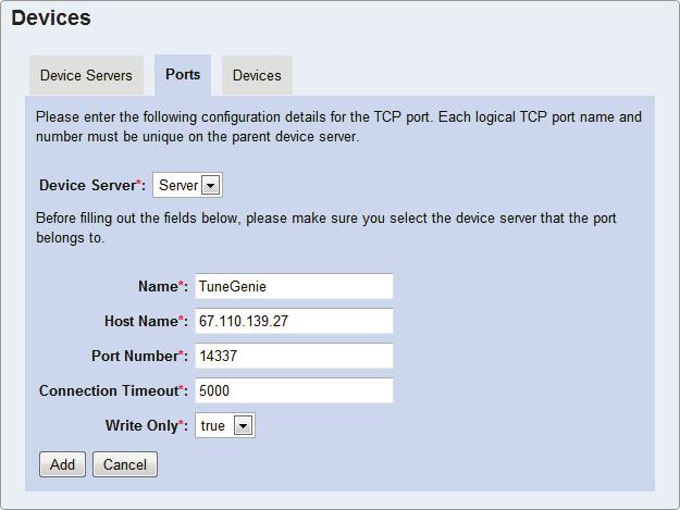 Field Device Server Name Host Name Description From the drop-down box, select the Device Server name.