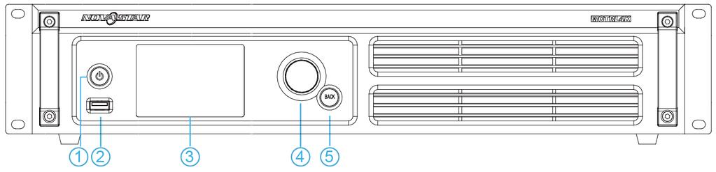 Appearance Front panel 1: Power button; Press the button for startup. After startup, press and hold the button for 4~5 seconds to power off.