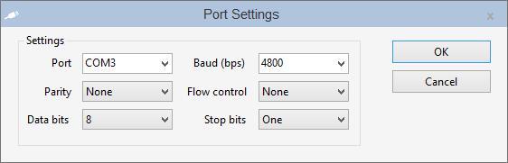 The Port Settings Dialog will be displayed.