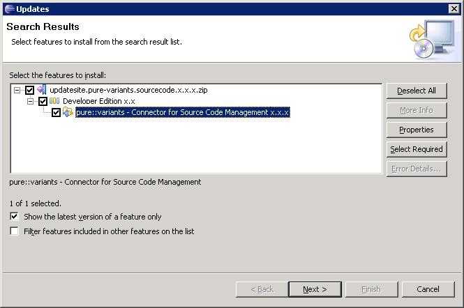 Unfold the items below Variant Management. An entry Connector for Source Code Management will appear when the installation has been successful. The installation menus may differ slightly in Eclipse 3.