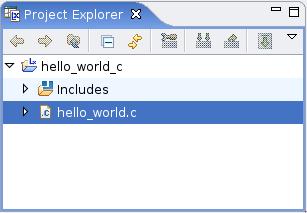8. Open the sample application source code In the Project Explorer view, select the application project hello_world_c and