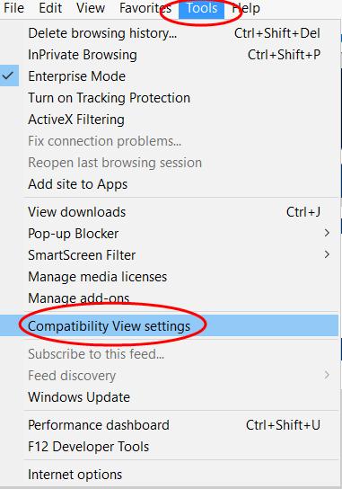 How to turn off the Compatibility View feature: On the Internet Explorer