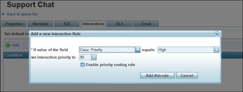 Set a value for interaction priority for calls matching the rule. d.
