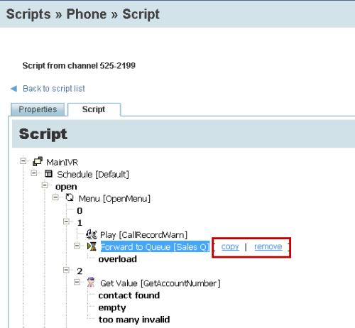 Copying and Pasting IVR Script Objects While defining or editing an IVR script, you have the flexibility to copy and paste IVR script objects reducing the time consumed in writing the script.