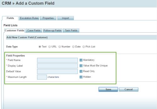 3. Select a Predefined or custom field and drag it to the desired row, then drop. The new order appears in Agent Console. Creating new CRM Customer Field 1. In the Configuration menu click CRM. 2.