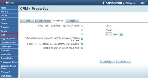 3. Configure the desired setting and click Apply.
