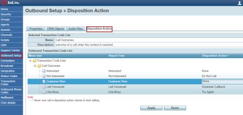 Disposition Action Resulting Action Retries the call as often and as many times as defined in the Retry properties.