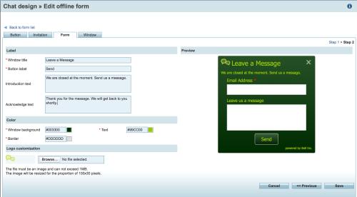 Offline Form The Offline Form is meant to interface with visitors who wish to send a message when the