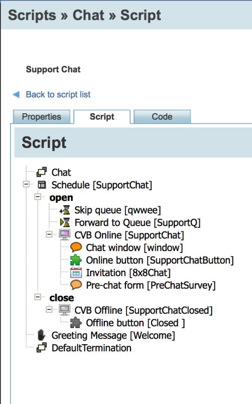 The following image shows an example of chat script.